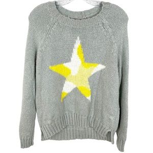 Wooden Ships womens sweater size XS star print gray yellow